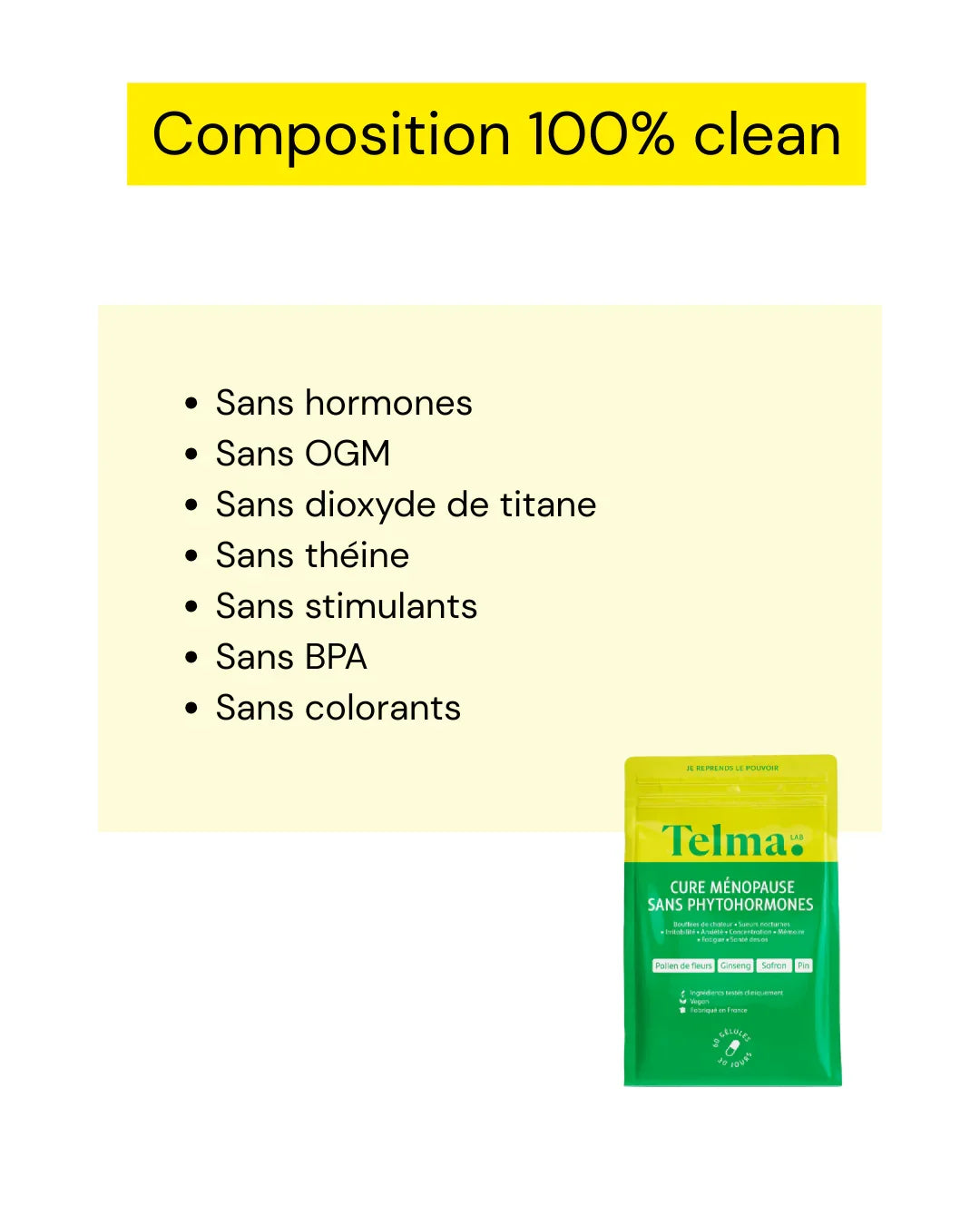 Complément ménopause, sans hormones.